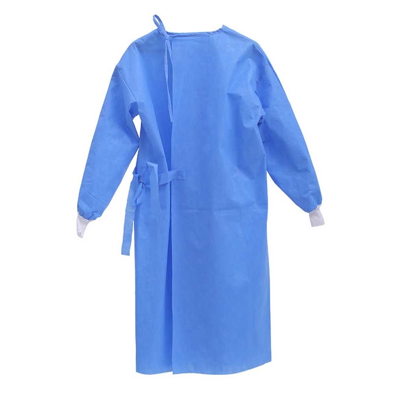 Vestido cirúrgico descartável azul do PPE da cirurgia positiva do hospital do tamanho no estoque fornecedor